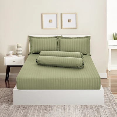Gambar Sleeplite 160x200 cm Set 5 Pcs Seprai Queen Microfiber Emboss - Hijau Brasil