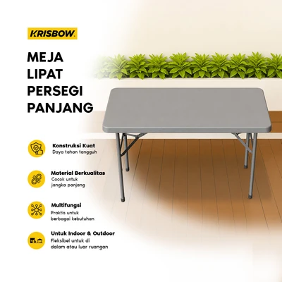 Gambar Krisbow Meja Lipat Rectangle - Abu-Abu Muda