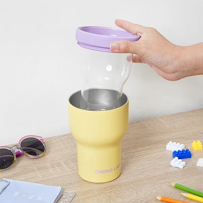 Gambar Chakolab Pangpang Tumbler Vacuum Flask Taro Custard 570 ml - Ungu/Kuning