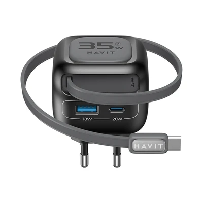 Gambar Havit Kepala Charger GaN Retractable 35 Watt UC251 - Hitam
