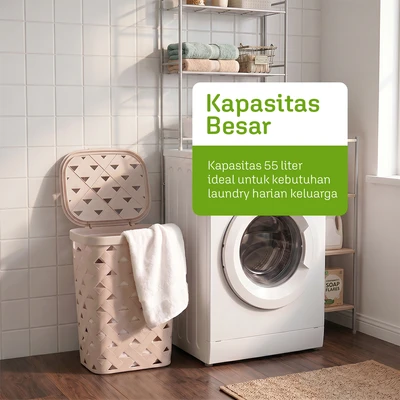 Gambar Stora Keranjang Laundry Triangle 55 Liter - Krem