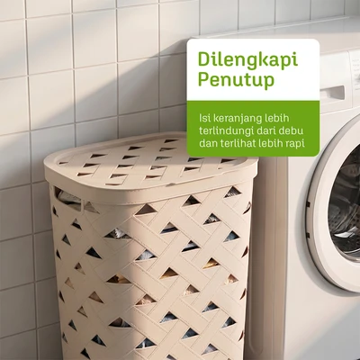 Gambar Stora Keranjang Laundry Triangle 55 Liter - Krem