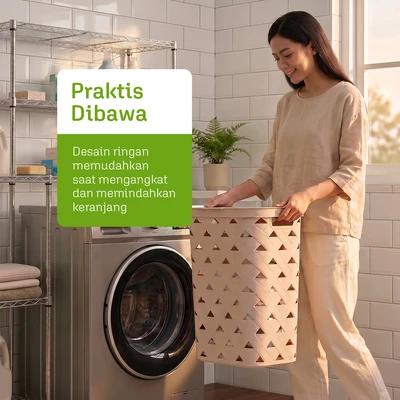 Gambar Stora Keranjang Laundry Triangle 55 Liter - Krem