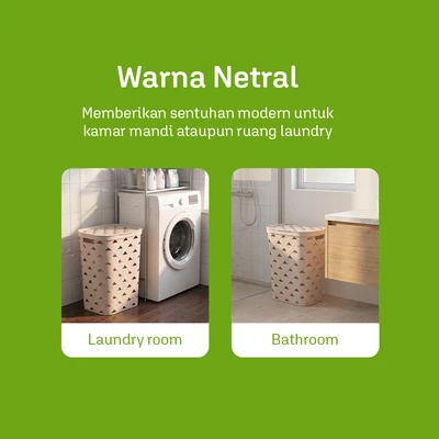 Gambar Stora Keranjang Laundry Triangle 55 Liter - Krem