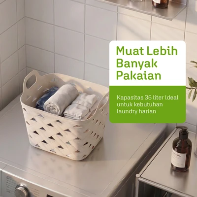 Gambar Stora Keranjang Laundry Triangle 35 Liter - Krem