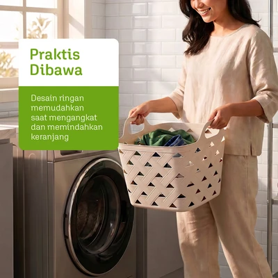 Gambar Stora Keranjang Laundry Triangle 35 Liter - Krem