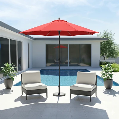 Gambar Payung Taman Patio Aluminium 2.7 Meter - Merah