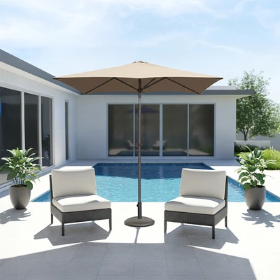 Gambar Payung Taman Patio Steel 2.4 Meter - Cokelat