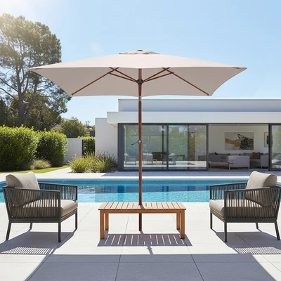 Gambar Payung Taman Patio Aluminium & Steel 2.7 Meter - Krem Beige