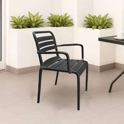 Gambar Soleil Kursi Teras Plastik Berlengan - Hitam