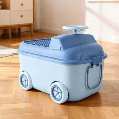 Gambar Stora Kotak Penyimpanan Anak Dengan Roda Car Vroom 49x32x36 cm - Biru