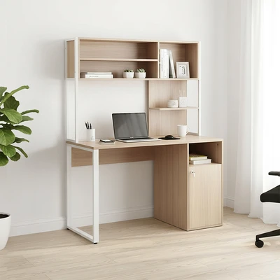 Gambar Informa Hyoga-2 Meja Kantor - Putih/Cokelat Oak