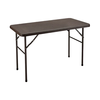 Gambar Krisbow Meja Teras Lipat Rotan 122 cm - Cokelat