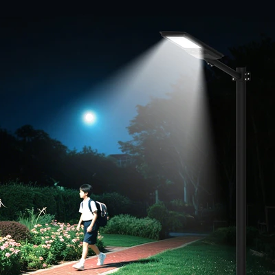 Gambar Krisbow Lampu Jalan LED Solar Integrated 18 Watt 3000 Lumen 6000K - Hitam
