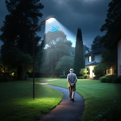Gambar Krisbow Lampu Jalan LED Solar Integrated 18 Watt 3000 Lumen 6000K - Hitam