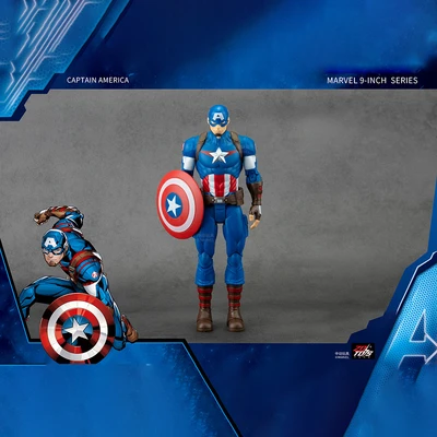 Gambar Top Gear Zd Action Figure Captain America 23 Cm Dengan Kotak Penyimpanan - Biru