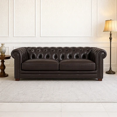 Gambar Ferrara Orlando Sofa Kulit 3 Seater - Cokelat Caramel