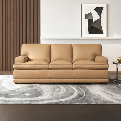 Gambar Ferrara Allen Sofa Kulit 3 Seater - Cokelat Tan