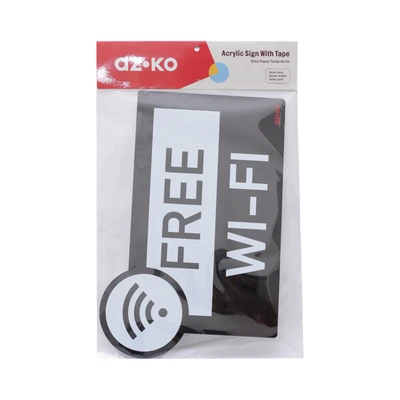Gambar Azko Stiker Anodized Sign Free Wifi 30x20 cm - Hitam