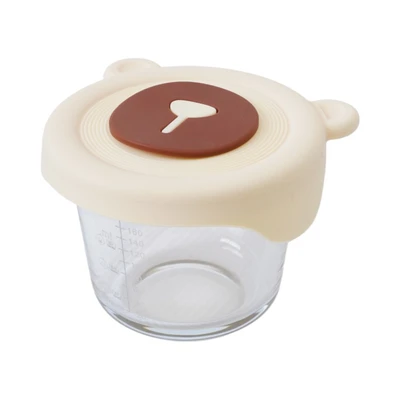 Gambar Kindla Wadah Makanan Bayi Kaca Round 230 ml - Cokelat