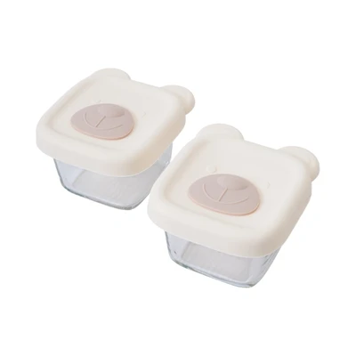 Gambar Kindla Wadah Makanan Bayi Kaca 160 ml Set 2 pcs - Putih
