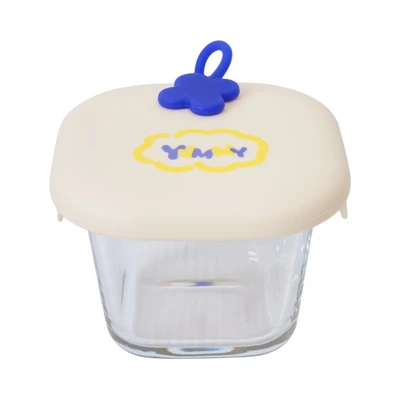 Gambar Kindla Wadah Makanan Bayi Kaca Square 230 ml - Krem