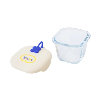 Gambar Kindla Wadah Makanan Bayi Kaca Square 230 ml - Krem