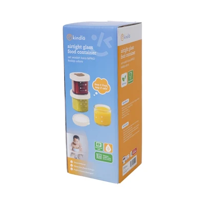Gambar Kindla Wadah Makanan Bayi Kaca 120 ml Set 3 pcs - Putih
