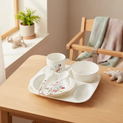 Gambar Kindla Set 5 Pcs Ailo Perlengkapan Makan Bayi - Putih