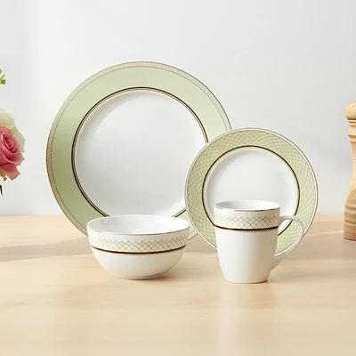 Gambar Delicia Perlengkapan Makan Porcelain Premium Set 16 pcs - Hijau Minty