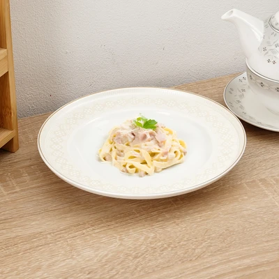Gambar Delicia Glady Mangkuk Piring Sup Bone China 22 cm - Putih