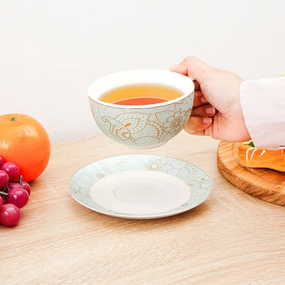 Gambar Delicia Alica Teko & Cangkir Teh Keramik Bone China Stackable Set 3 Pcs - Putih