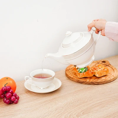 Gambar Delicia Royal Teko & Cangkir Teh Keramik Bone China Set 5 Pcs - Putih