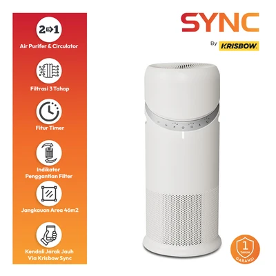 Gambar Krisbow Sync Air Purifier Dengan Circulator 46 m2 CADR 380 m3/jam - Putih