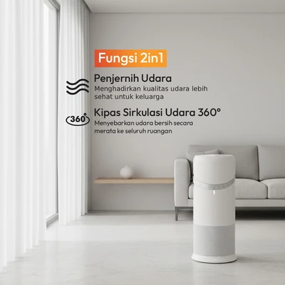Gambar Krisbow Sync Air Purifier Dengan Circulator 46 m2 CADR 380 m3/jam - Putih