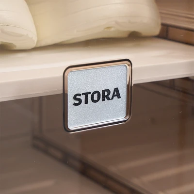 Gambar Stora Lemari Sepatu Lipat 6 Pintu Dengan Roda Transparan - Cokelat