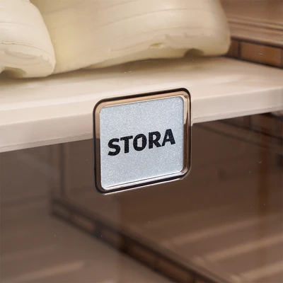 Gambar Stora Lemari Sepatu Lipat 10 Pintu Dengan Roda Transparan - Cokelat
