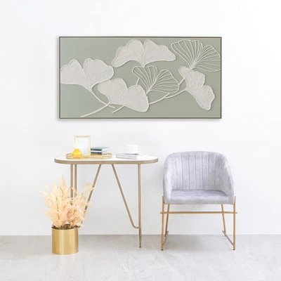 Gambar Informa Lukisan Kanvas Handmade Oil Paint Ginkgo 140x70 cm - Mix