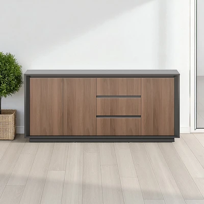 Gambar Sunon Maxim Credenza Kabinet - Cokelat Walnut/Abu-Abu