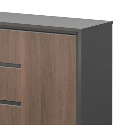 Gambar Sunon Maxim Credenza Kabinet - Cokelat Walnut/Abu-Abu
