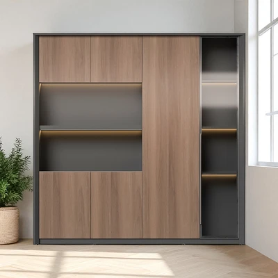Gambar Sunon Maxim Kabinet High - Cokelat Walnut/Abu-Abu