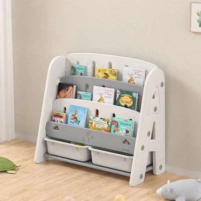 Gambar Stora Rak Buku Anak Dengan 2 Tray Playbin - Abu-Abu