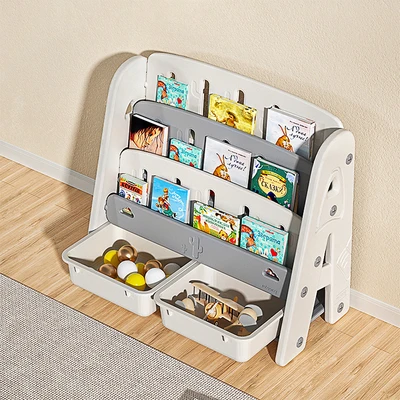 Gambar Stora Rak Buku Anak Dengan 2 Tray Playbin - Abu-Abu