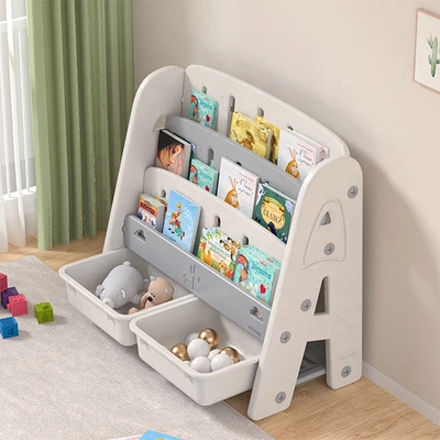 Gambar Stora Rak Buku Anak Dengan 2 Tray Playbin - Abu-Abu