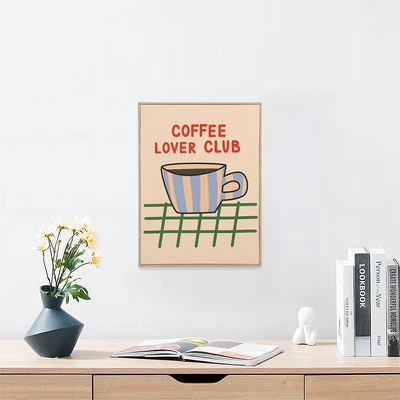 Gambar Informa Hiasan Dinding Kanvas Print Coffee Lover Club 30x40 cm - Cokelat