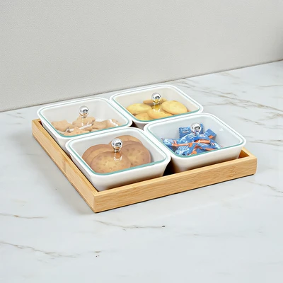 Gambar Appetite Tyla Wadah saji Dengan Nampan Set 5 pcs - Putih