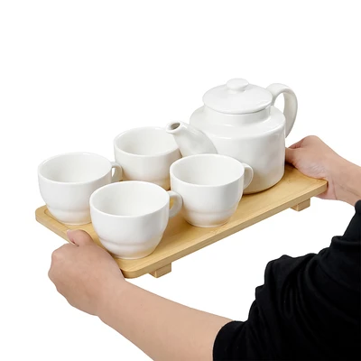 Gambar Appetite Torry Teko & Cangkir Teh Porcelain Dengan Nampan Set 5 Pcs - Putih