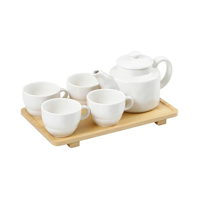 Gambar Appetite Torry Teko & Cangkir Teh Porcelain Dengan Nampan Set 5 Pcs - Putih