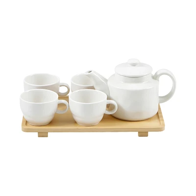 Gambar Appetite Torry Teko & Cangkir Teh Porcelain Dengan Nampan Set 5 Pcs - Putih