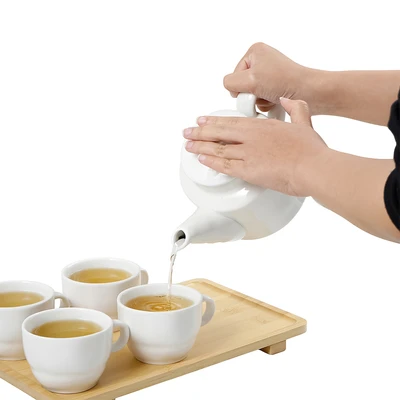Gambar Appetite Torry Teko & Cangkir Teh Porcelain Dengan Nampan Set 5 Pcs - Putih